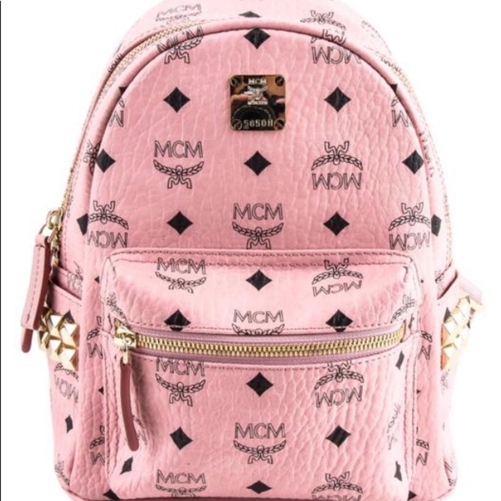 Authentic MCM Pink Mini Stud Backpack - Picture 2 of 5